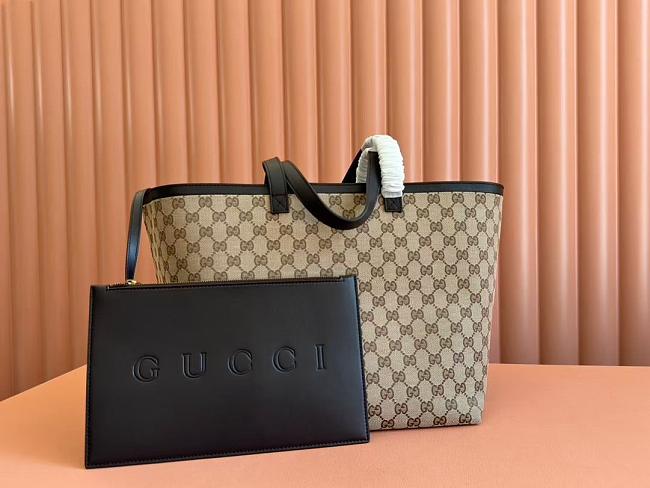 Gucci Totissima Medium tote bag Beige and ebony Original GG canvas - 1