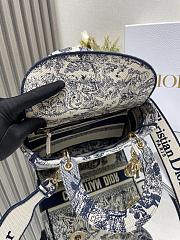 Dior Medium Lady D-Lite Bag Blue Toile de Jouy Embroidery - 6