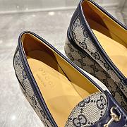 Gucci Women's Horsebit wedge loafer Beige and blue Original GG canvas - 2