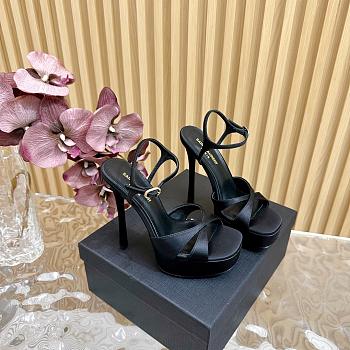 YSL Debbie Platform Sandals In Satin Crepe Black 110