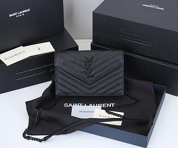YSL Envelope Shoulder Bag in Black with Black Hardware 19cm