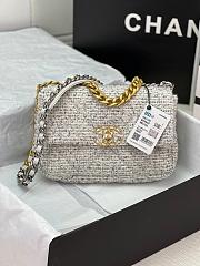 Chanel 19 Bag Tweed Quilted White 26cm - 1
