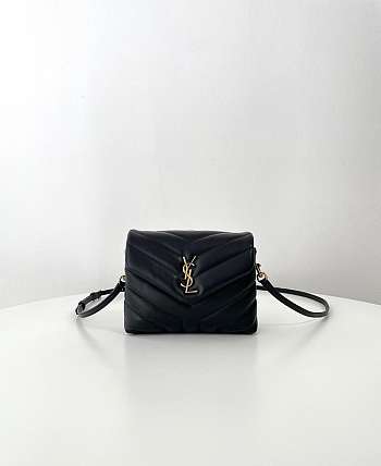 YSL Toy Loulou In Quilted Leather Black & Gold - 20 x 14 x 7.5 cm