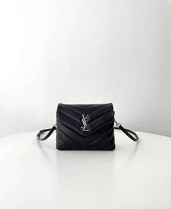 YSL Toy Loulou In Quilted Leather Black & Silver - 20 x 14 x 7.5 cm