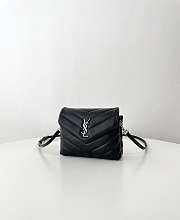 YSL Toy Loulou In Quilted Leather Black & Silver - 20 x 14 x 7.5 cm - 6