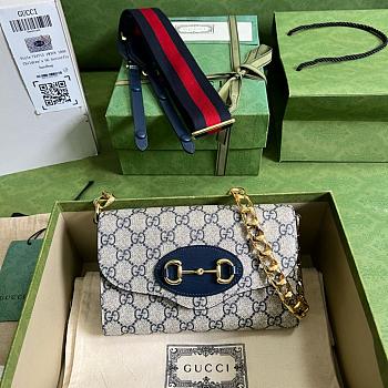 Gucci Horsebit 1955 Shoulder Bag In Blue 20x12x5.5cm