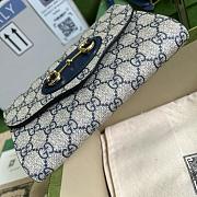 Gucci Horsebit 1955 Shoulder Bag In Blue 20x12x5.5cm - 3