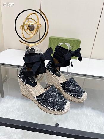 Gucci GG denim Espadrille Wedge In Black