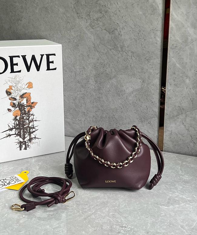 Loewe Mini Flamenco purse in mellow nappa lambskin Dark Burgundy - 23x17x5.5cm - 1