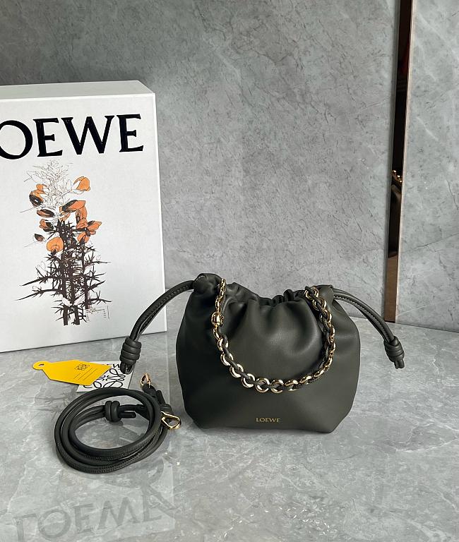 Loewe Mini Flamenco purse in mellow nappa lambskin Dark Khaki - 23x17x5.5cm - 1