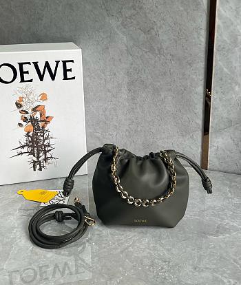 Loewe Mini Flamenco purse in mellow nappa lambskin Dark Khaki - 23x17x5.5cm
