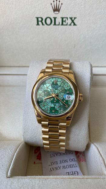 Rolex Day Date Green Flower Watch 31mm