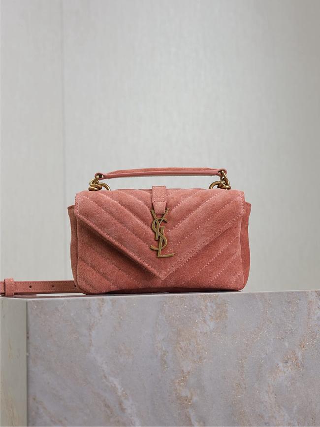 YSL College mini chain bag in pink sude 779430 - 20 x 13 x 3 CM - 1