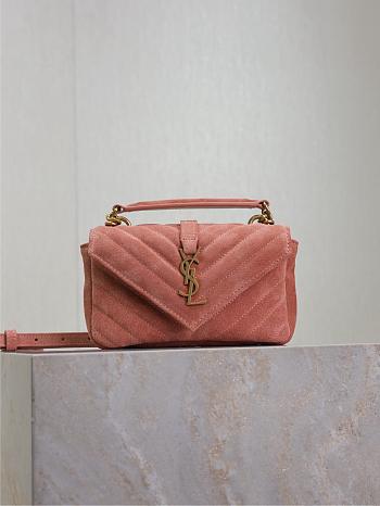 YSL College mini chain bag in pink sude 779430 - 20 x 13 x 3 CM