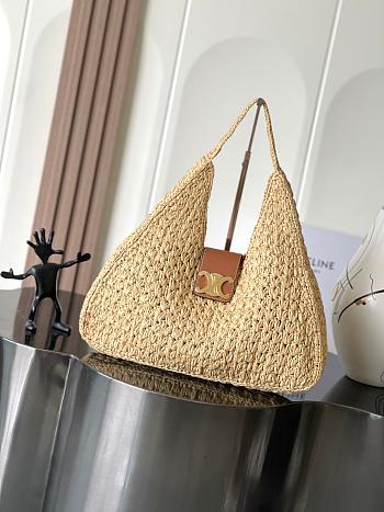 Celine Cabas Triangle In Raffia And Calfskin 119772 - 45cm