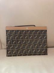 Fendi Large Flat FF Pouch FF jacquard fabric pouch In Brown - 35x25x1cm - 1