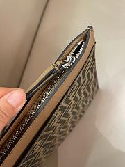 Fendi Large Flat FF Pouch FF jacquard fabric pouch In Brown - 35x25x1cm - 5
