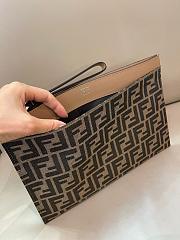 Fendi Large Flat FF Pouch FF jacquard fabric pouch In Brown - 35x25x1cm - 4