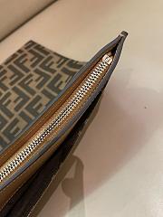Fendi Large Flat FF Pouch FF jacquard fabric pouch In Brown - 35x25x1cm - 3