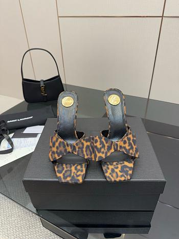 YSL Saint Laurent 105mm Bow Leopard Print Heels