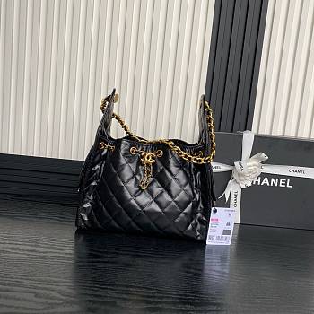 Chanel 25 Small Handbag Shiny Lambskin & Gold-Tone Metal Black 30cm