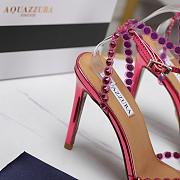 AQUAZZURA Tequila 105 crystal-embellished metallic leather Pink sandals - 2