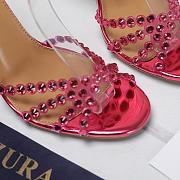 AQUAZZURA Tequila 105 crystal-embellished metallic leather Pink sandals - 3