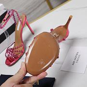 AQUAZZURA Tequila 105 crystal-embellished metallic leather Pink sandals - 4
