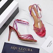 AQUAZZURA Tequila 105 crystal-embellished metallic leather Pink sandals - 5