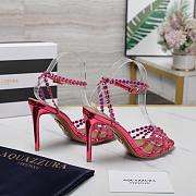 AQUAZZURA Tequila 105 crystal-embellished metallic leather Pink sandals - 6