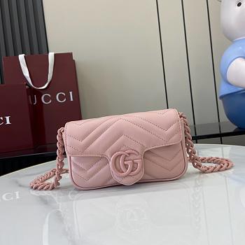 Gucci GG Marmont Super Mini Bag 476433 All Pink - 16.5x10x4.5cm