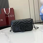 Gucci GG Marmont Super Mini Bag 476433 All Black - 16.5x10x4.5cm - 1