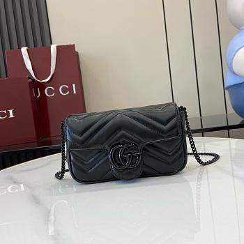 Gucci GG Marmont Super Mini Bag 476433 All Black - 16.5x10x4.5cm
