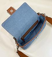 Fendi Blue Baguette Ff Embroidered Denim Tote Bag - 27cm - 6