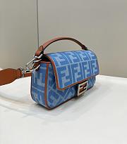 Fendi Blue Baguette Ff Embroidered Denim Tote Bag - 27cm - 5
