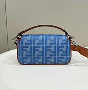 Fendi Blue Baguette Ff Embroidered Denim Tote Bag - 27cm - 4