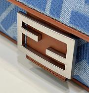 Fendi Blue Baguette Ff Embroidered Denim Tote Bag - 27cm - 3