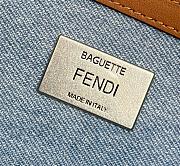 Fendi Blue Baguette Ff Embroidered Denim Tote Bag - 27cm - 2