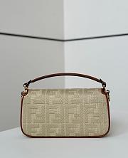 Fendi Baguette Natural straw bag with FF embroidery - 27cm - 3