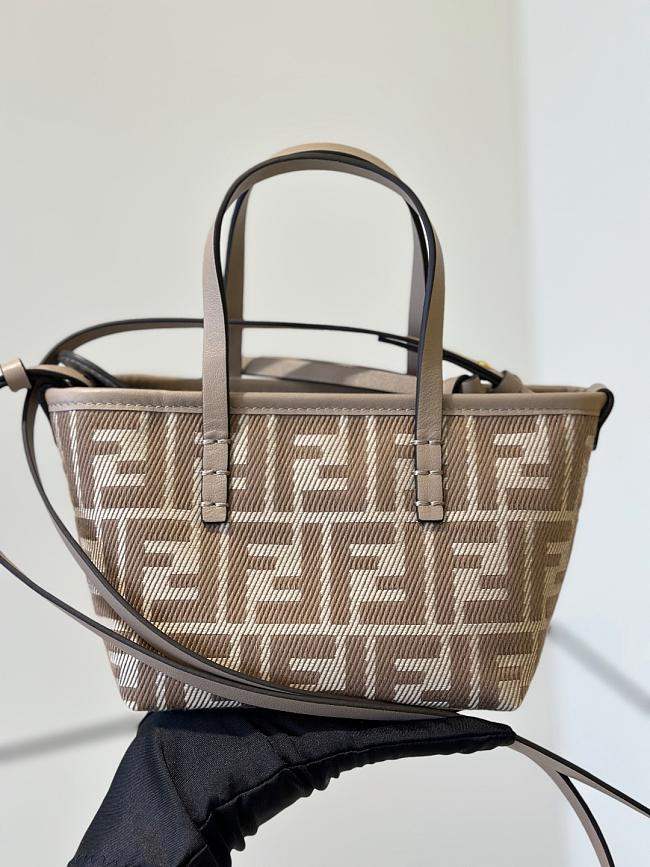 Fendi Mini Roll Dove grey denim-effect FF jacquard mini-bag - 16cm - 1