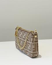 Fendi Baguette Pouch Brown jacquard FF fabric clutch with chain - 20cm - 5