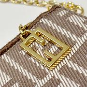 Fendi Baguette Pouch Brown jacquard FF fabric clutch with chain - 20cm - 2