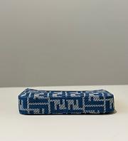 Fendi Baguette Pouch Blue denim-effect FF jacquard charm pouch with chain - 20cm - 6