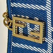 Fendi Baguette Pouch Blue denim-effect FF jacquard charm pouch with chain - 20cm - 5