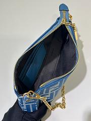 Fendi Baguette Pouch Blue denim-effect FF jacquard charm pouch with chain - 20cm - 3