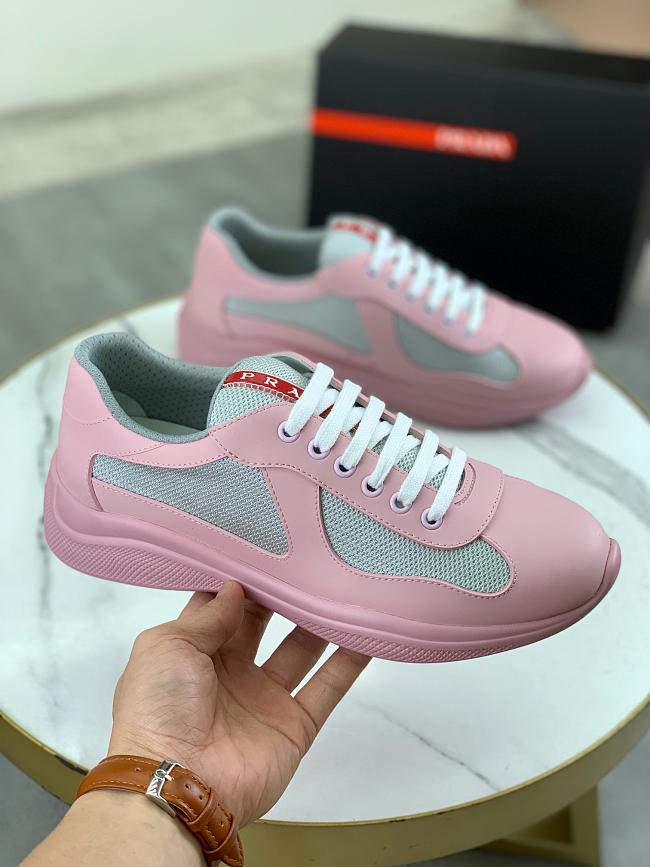 Prada America's Cup Soft rubber and bike fabric sneakers pink - 1