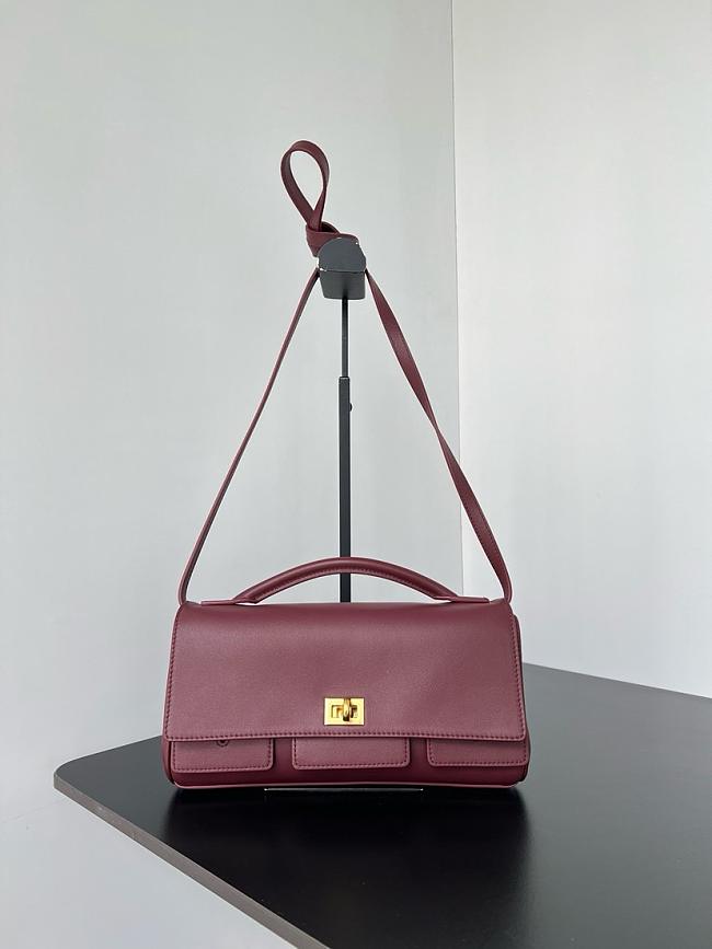 Balenciaga Bel Air Small Clutch On Strap in red & gold - 27cm - 1