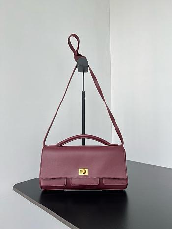 Balenciaga Bel Air Small Clutch On Strap in red & gold - 27cm