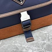 Prada Re-Nylon and leather shoulder bag 2VH176 blue/coffee - 18cm - 3