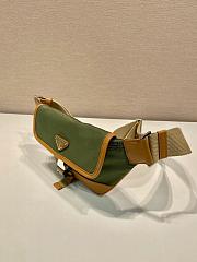 Prada Re-Nylon and leather shoulder bag 2VH176 green/coffee - 18cm - 5